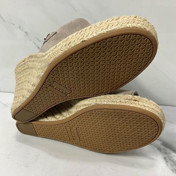 TOMS Monica Desert Taupe Wedge Heel Sandals - Picture 8 of 9